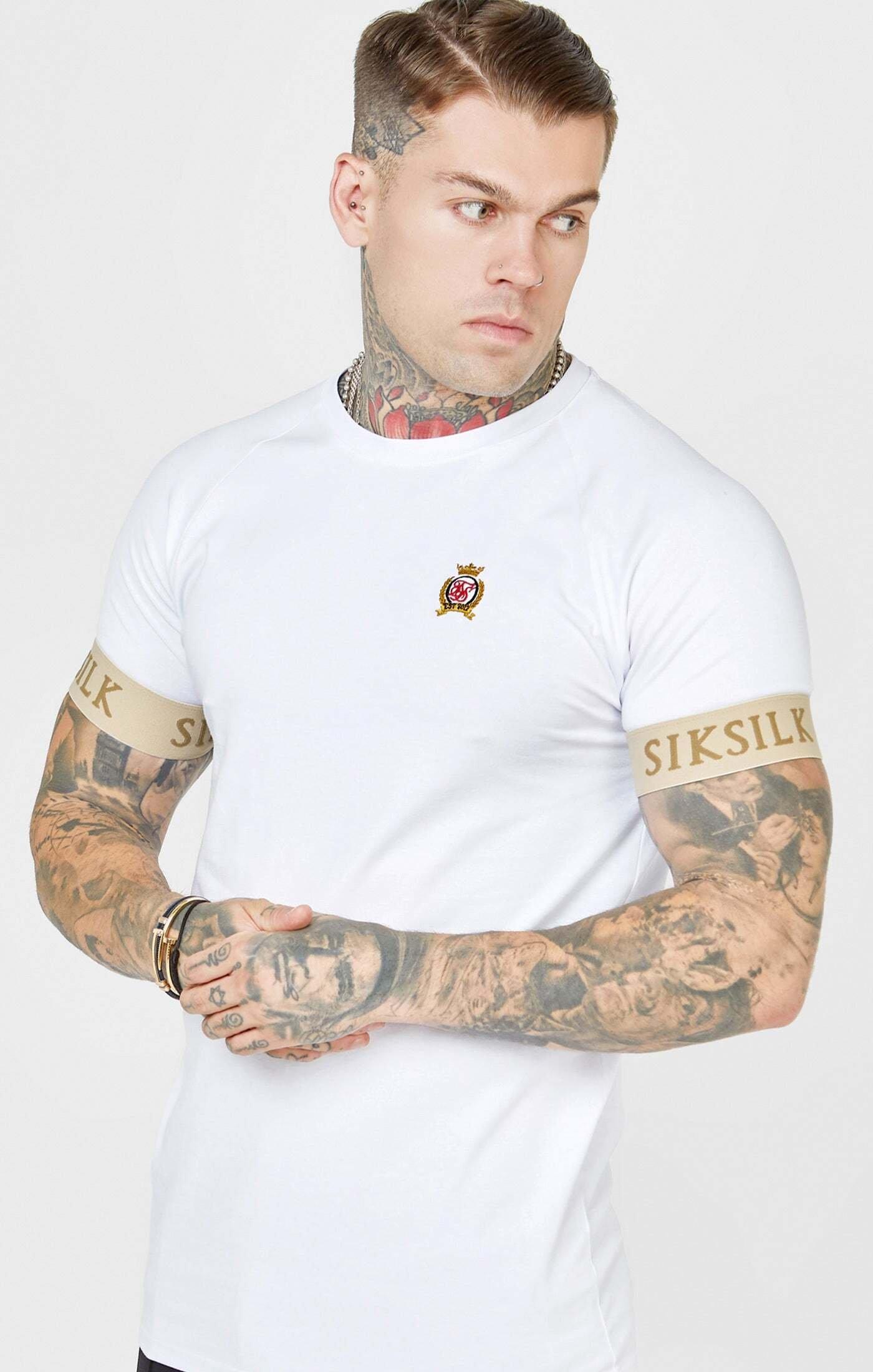 Sik Silk  T-Shirts White Crest Elasticated Cuff T-Shirt 