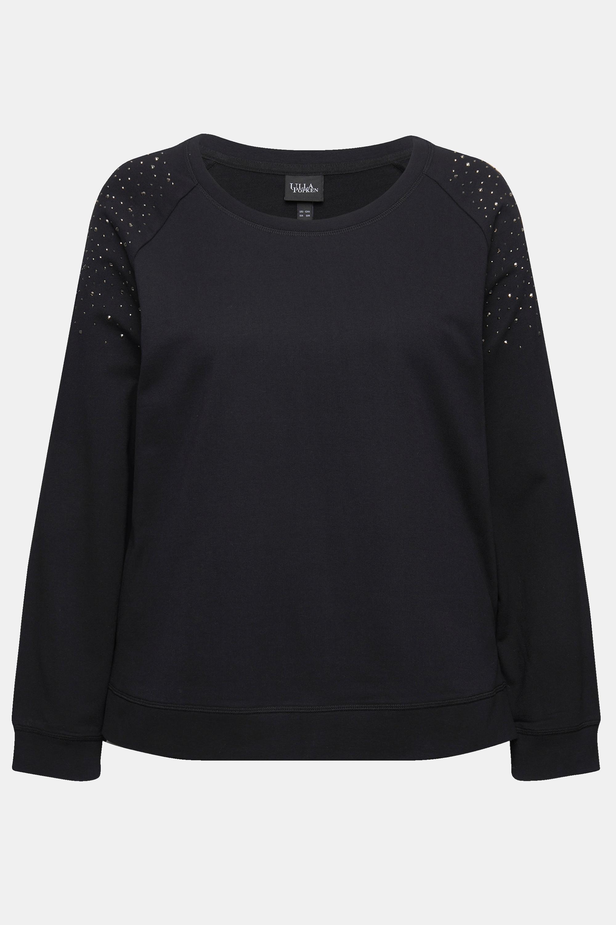 Ulla Popken  Sweat-shirt oversize, col rond et manches longues. Rivets fantaisie. 