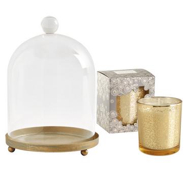 Cloche en verre & Bougie Fleur d'Or