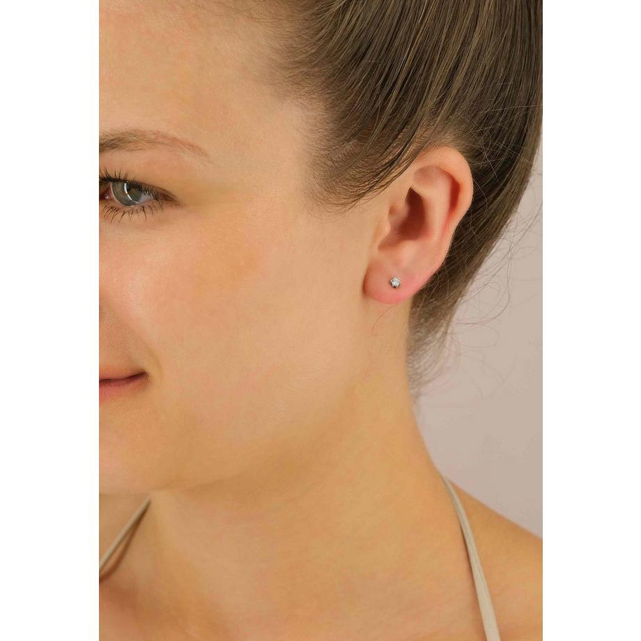 MUAU Schmuck  Solitär Ohrstecker 6-Griff-Fassung Weissgold 750 Brillanten 0.16ct. 5mm 