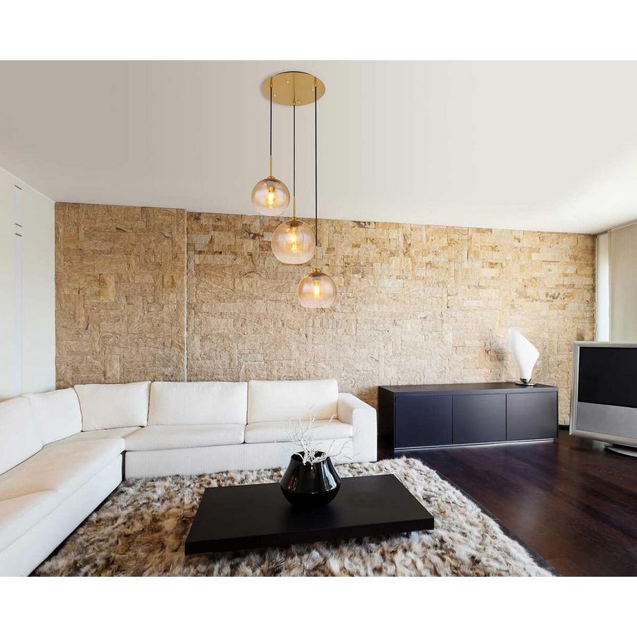 mutoni light Suspension Jamessa métal laiton mat 3xE27  