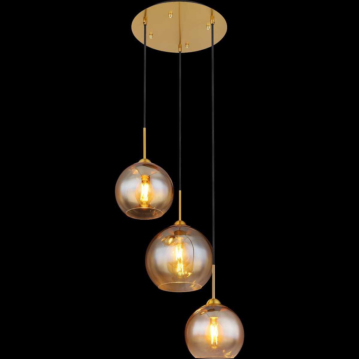 mutoni light Suspension Jamessa métal laiton mat 3xE27  