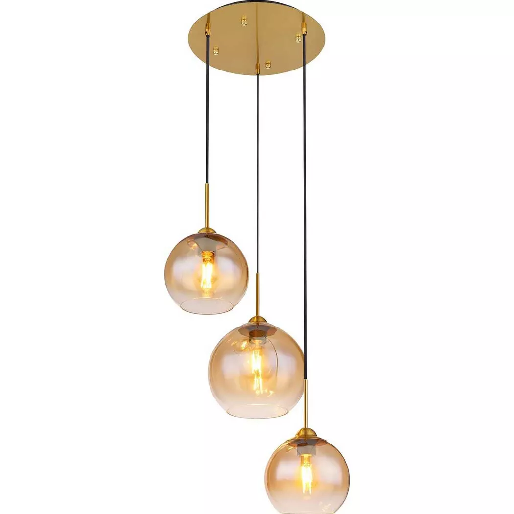 mutoni light – Hängeleuchte Jamessa Metall messing matt 3xE27, One Size
