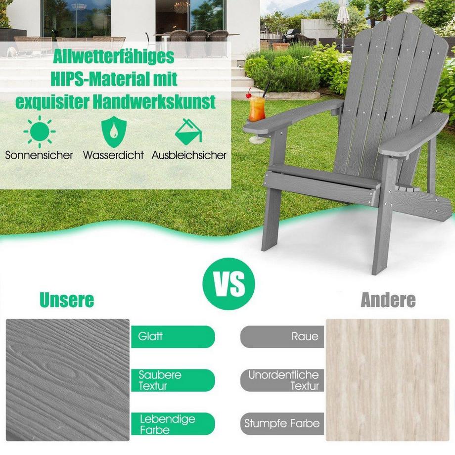 Northix Sedia Adirondack con portabicchieri  