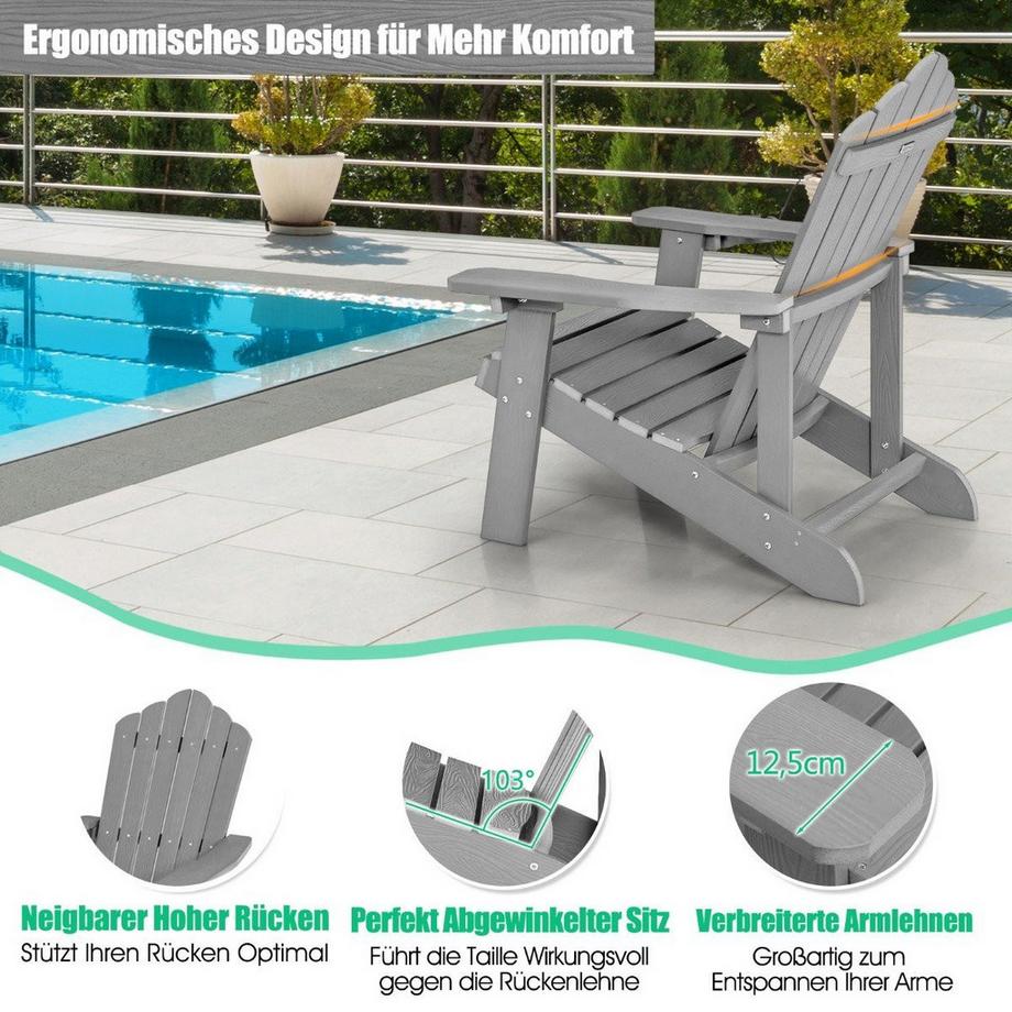 Northix Sedia Adirondack con portabicchieri  