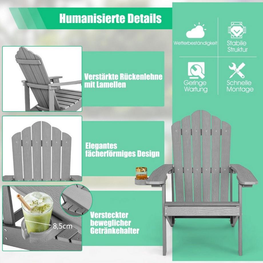 Northix Sedia Adirondack con portabicchieri  