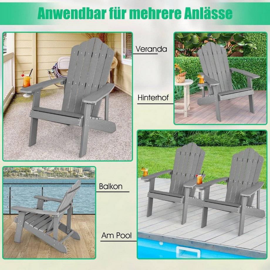 Northix Sedia Adirondack con portabicchieri  