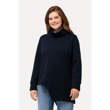 Ulla Popken  Sweat-shirt long en coton bio. Découpe, manches longues et col montant. 