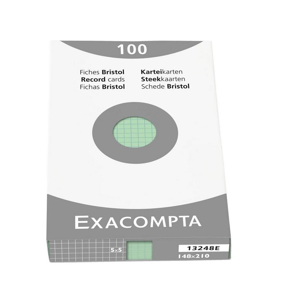 Exacompta Confezione 100 cartoncini bristol a quadretti non perforati 148x210mm  