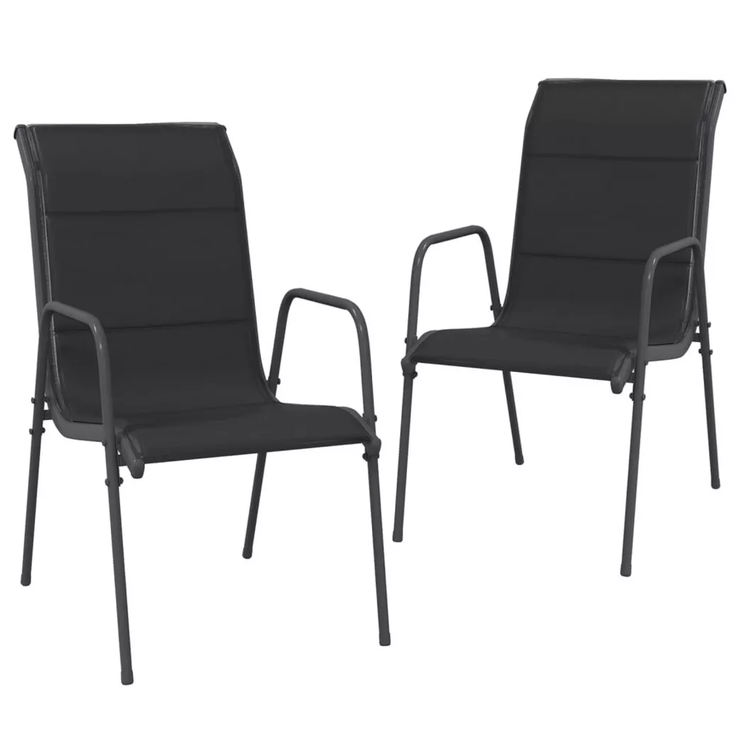 VidaXL - Gartenstuhl stahl, One Size, Schwarz