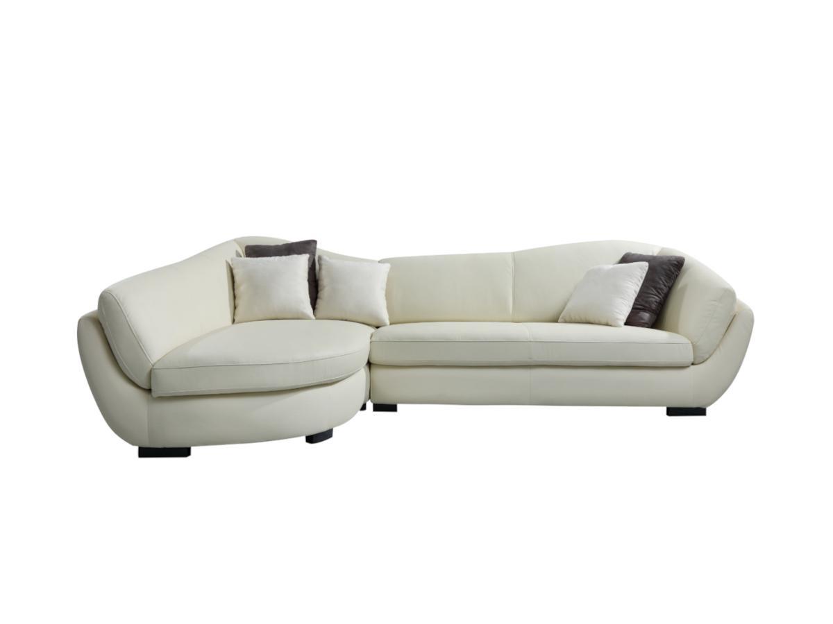 LINEA SOFA Canapé d'angle cuir de buffle 5 places CAIPI Ivoire Angle gauche  