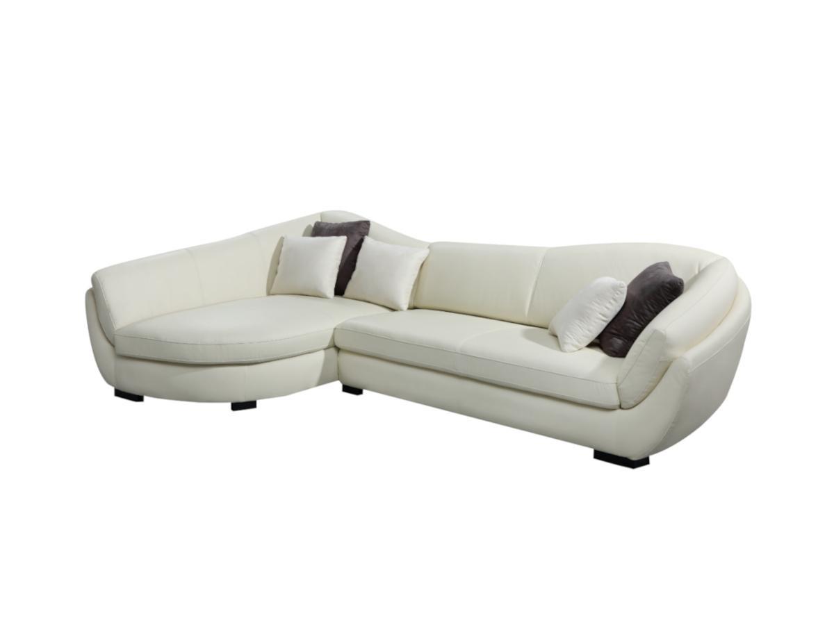 LINEA SOFA Canapé d'angle cuir de buffle 5 places CAIPI Ivoire Angle gauche  