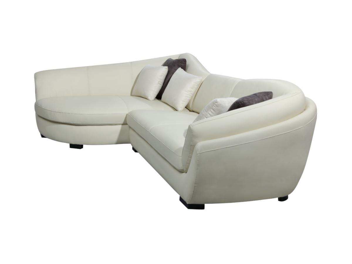 LINEA SOFA Canapé d'angle cuir de buffle 5 places CAIPI Ivoire Angle gauche  