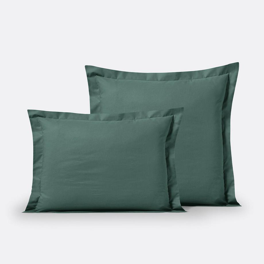 Taie d'oreiller unie polycoton à volant