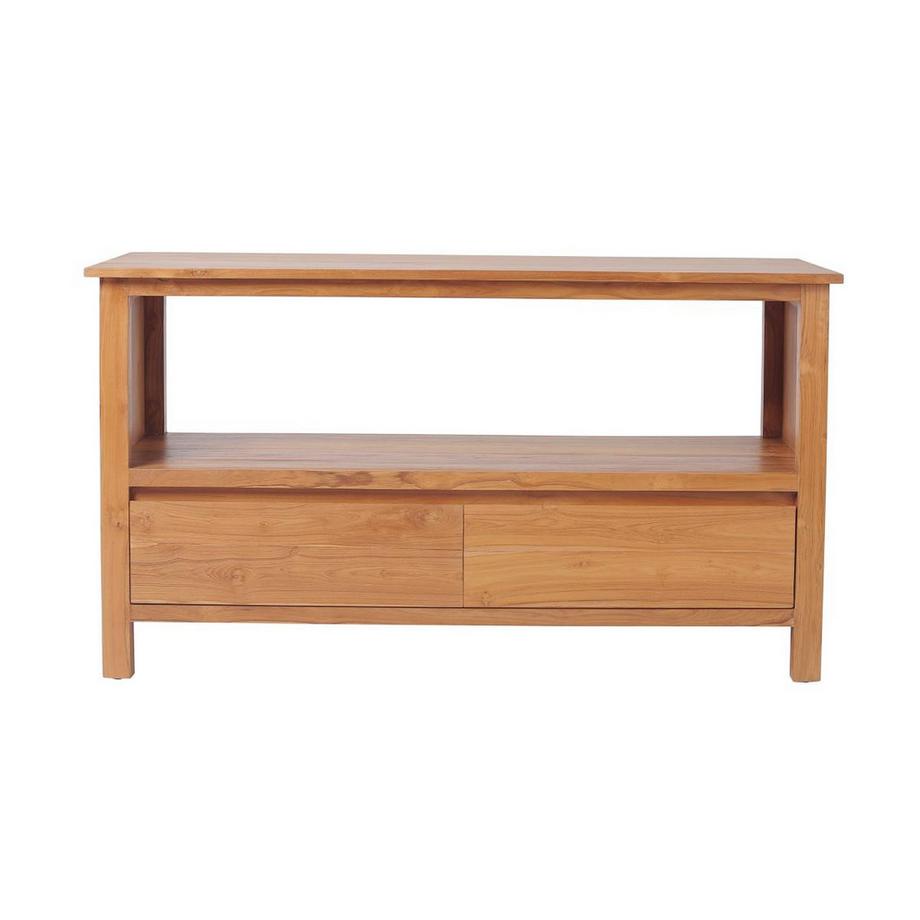 Vente-unique Mobile per bagno con lavabo doppio 135 cm in Teak - KETAPANG  