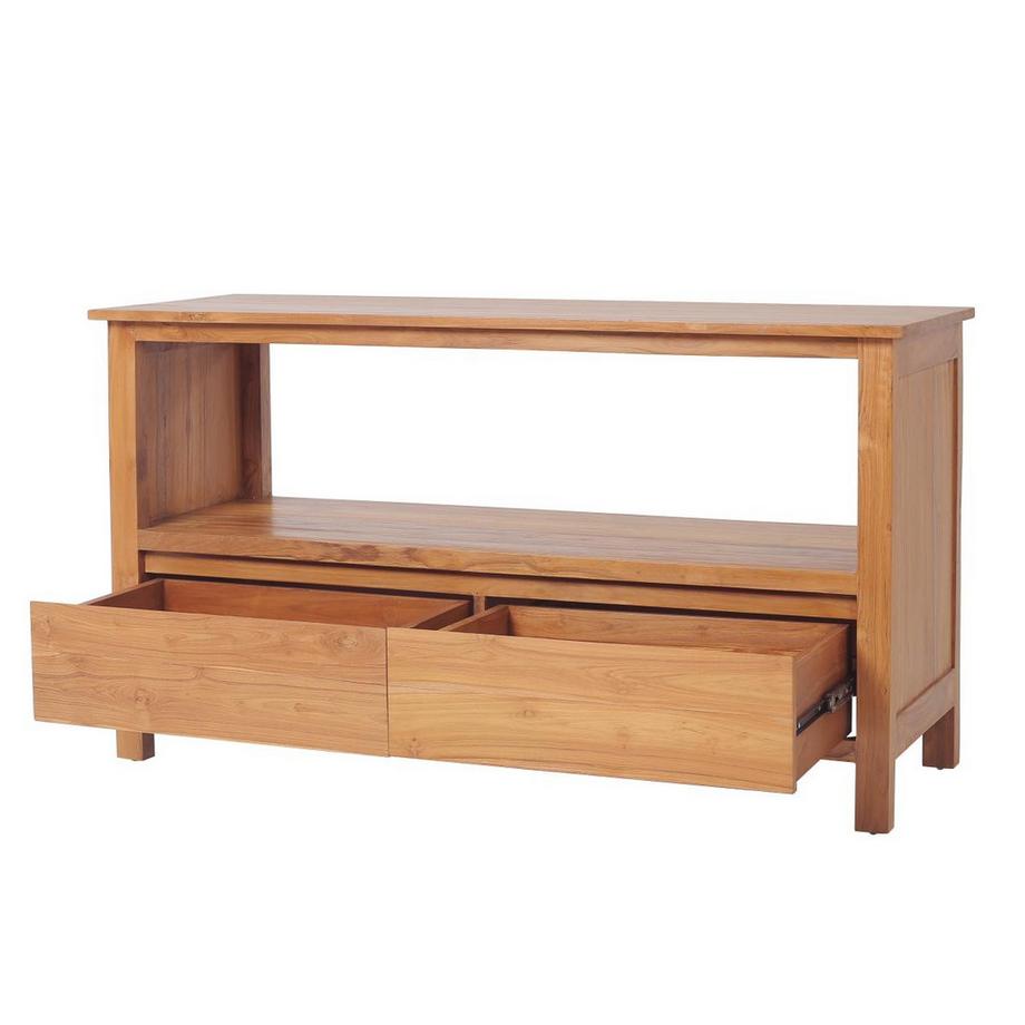 Vente-unique Mobile per bagno con lavabo doppio 135 cm in Teak - KETAPANG  