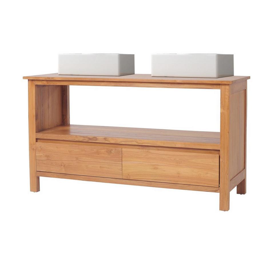 Badmöbel mit Doppelwaschbecken - Teakholz - 135 cm - KETAPANG