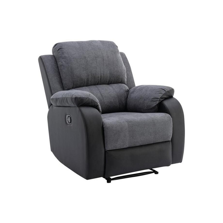Vente-unique Canapé 3 places et fauteuil relax en microfibre et simili gris et noir BRODY  
