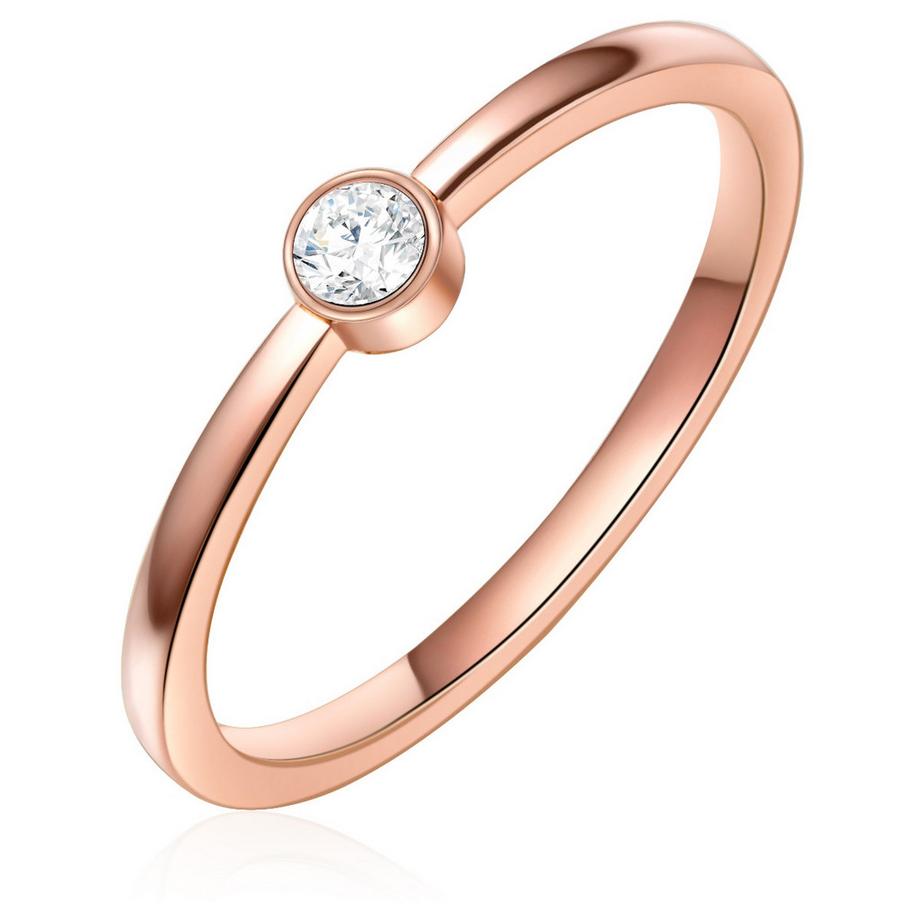 Lulu & Jane  Ring Edelstahl roségold  Zirkonia weiß 