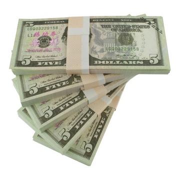 Denaro falso - 5 dollari USA (100 banconote)