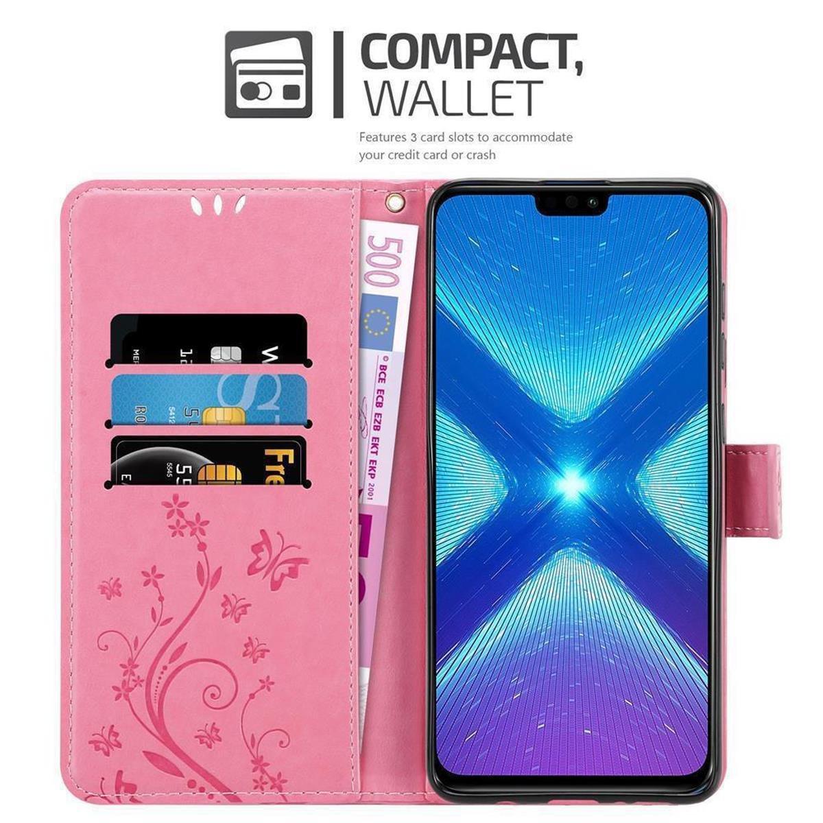 Cadorabo  Housse compatible avec Honor 8X - Coque de protection au design floral avec fermeture magnétique, fonction de support et emplacements pour cartes 