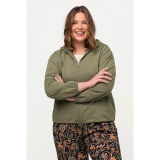 Ulla Popken  Sweatjacke, kurz, Saumtunnelzug, Kapuze, Gummibündchen 