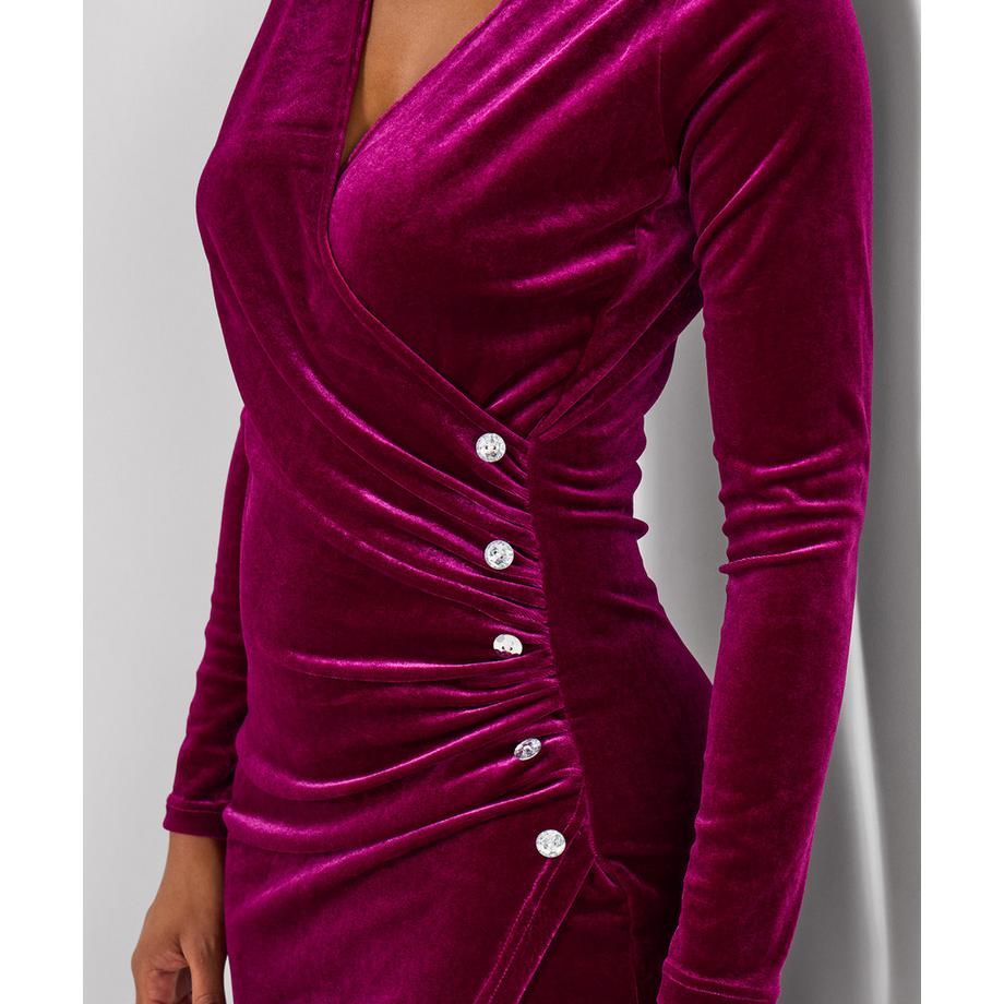 Joe Browns Robe en Velours Extensible Col V  