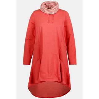 Ulla Popken  Sweatkleid, A-Linie, drapierter Stehkragen, Langarm 