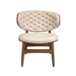 ANGEL CERDA Fauteuil en similicuir sable et noyer  