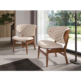 ANGEL CERDA Fauteuil en similicuir sable et noyer  