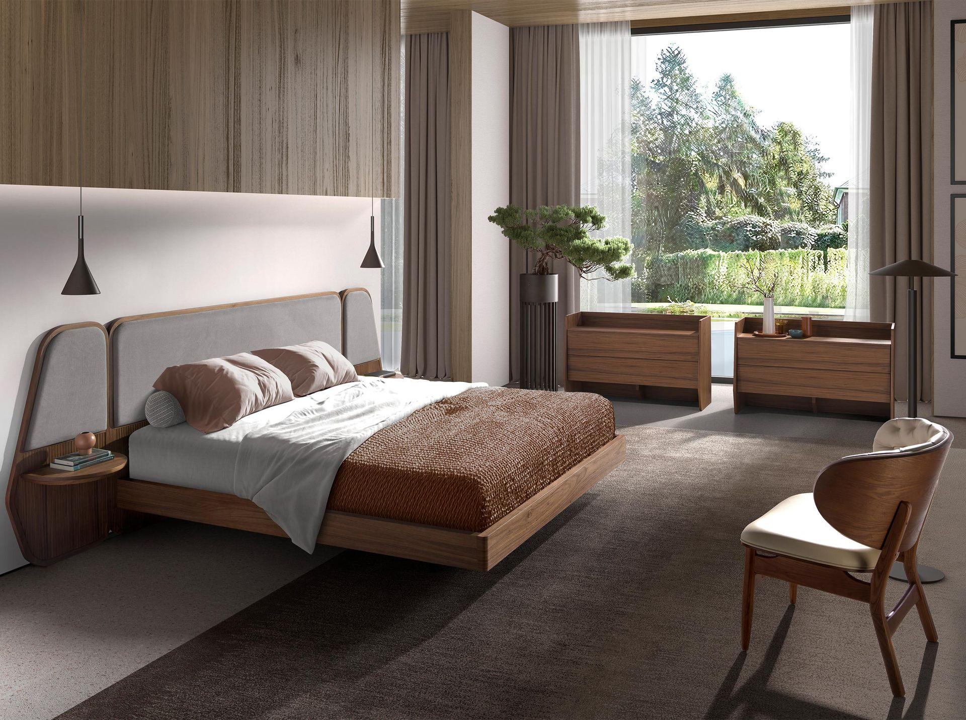 ANGEL CERDA Fauteuil en similicuir sable et noyer  