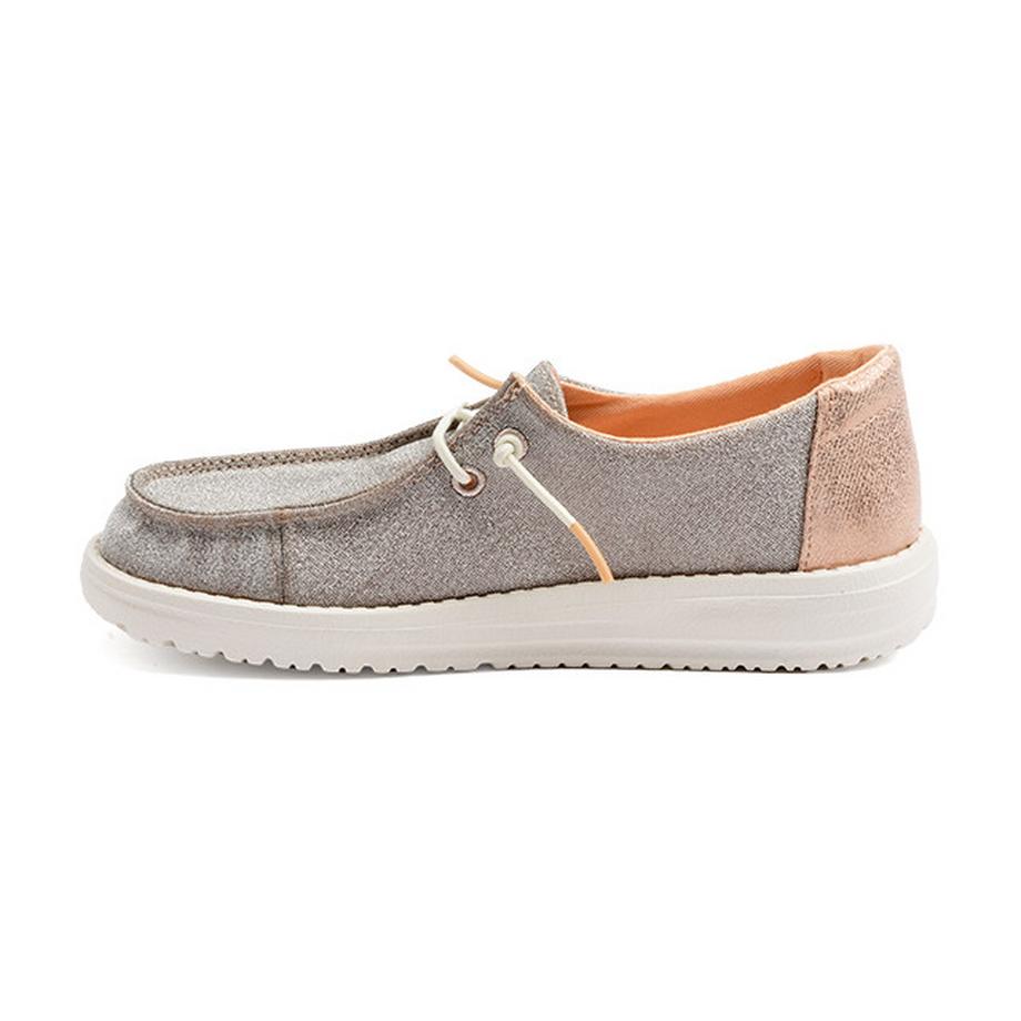 HEY DUDE Wendy Youth Metallic Sparkle Sneakers Slip-On  