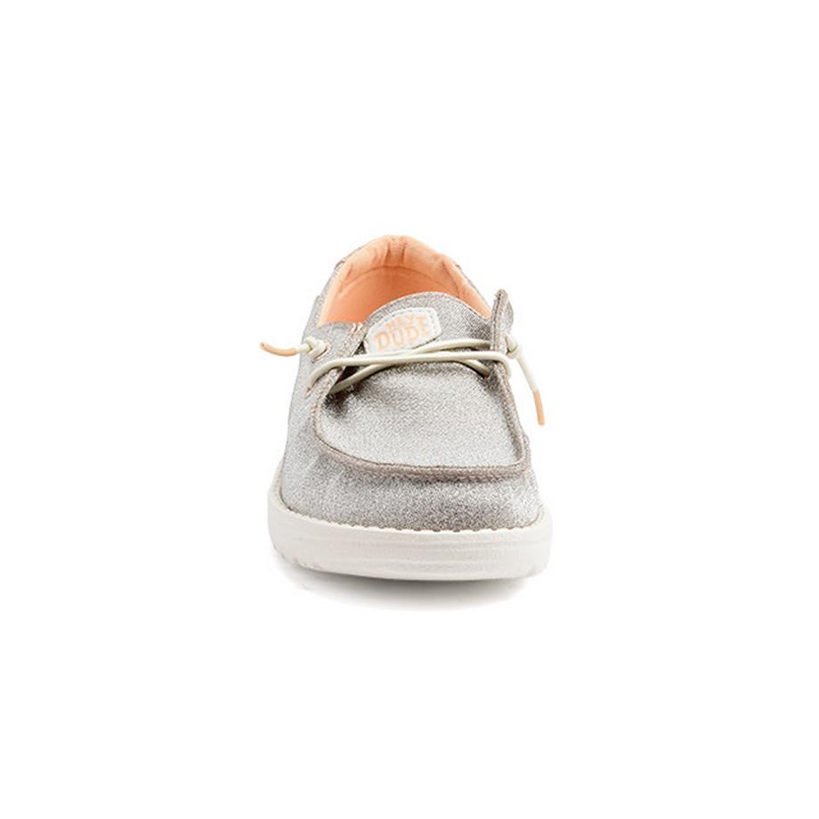 HEY DUDE Wendy Youth Metallic Sparkle Sneakers Slip-On  