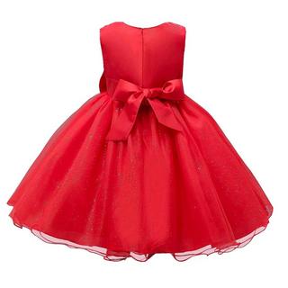 B2X  Abito da sera con fiocco e fiori - Rosso 