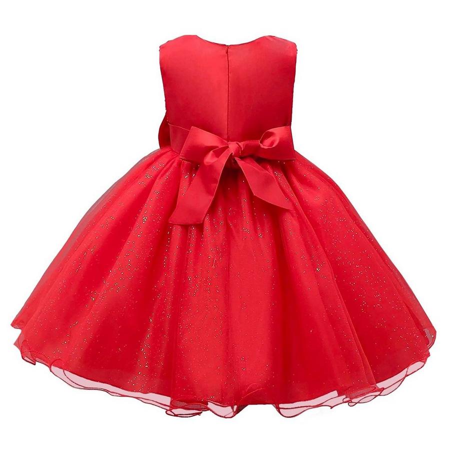B2X  Abendkleid mit Schleife und Blumen - Rot 