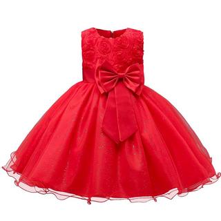 B2X  Abendkleid mit Schleife und Blumen - Rot 