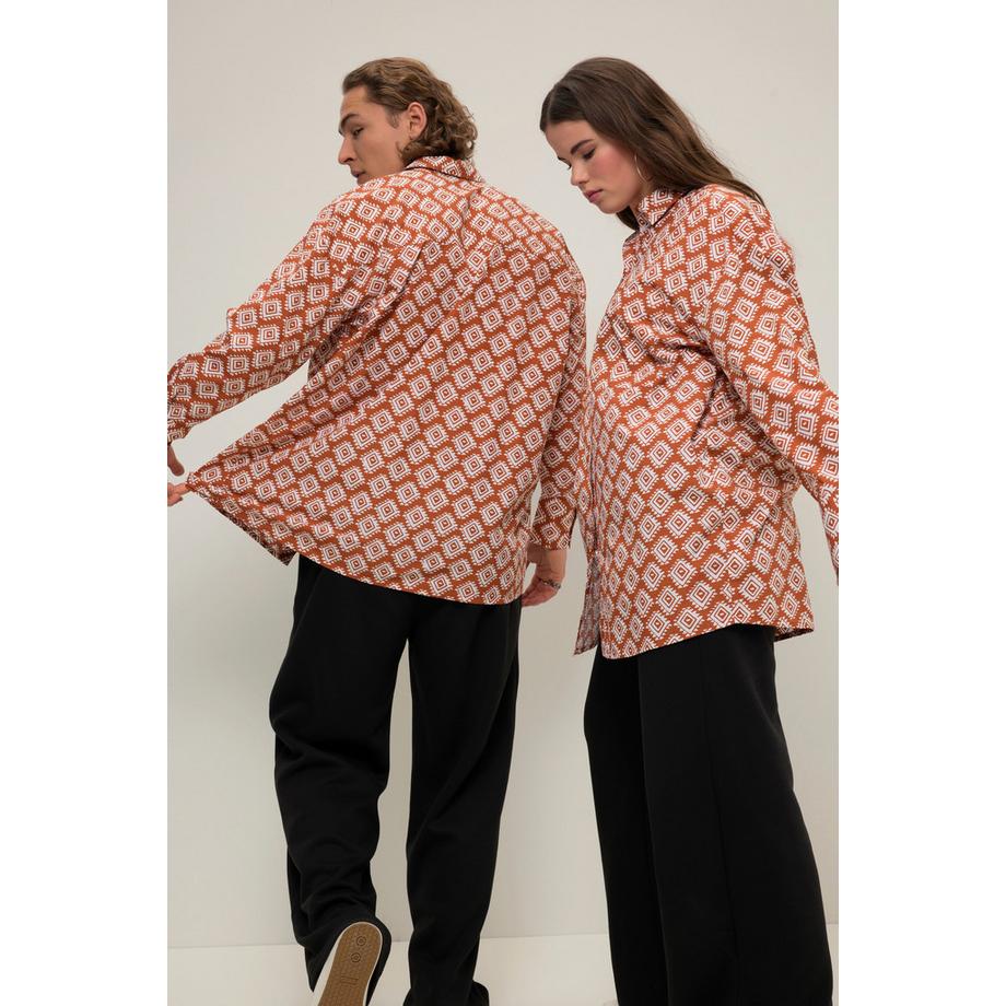 Studio Untold Oversized All Over Print Langarmhemd  