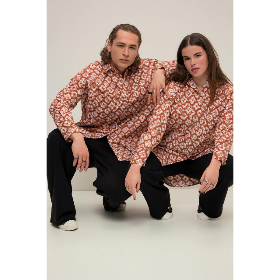 Studio Untold Oversized All Over Print Langarmhemd  