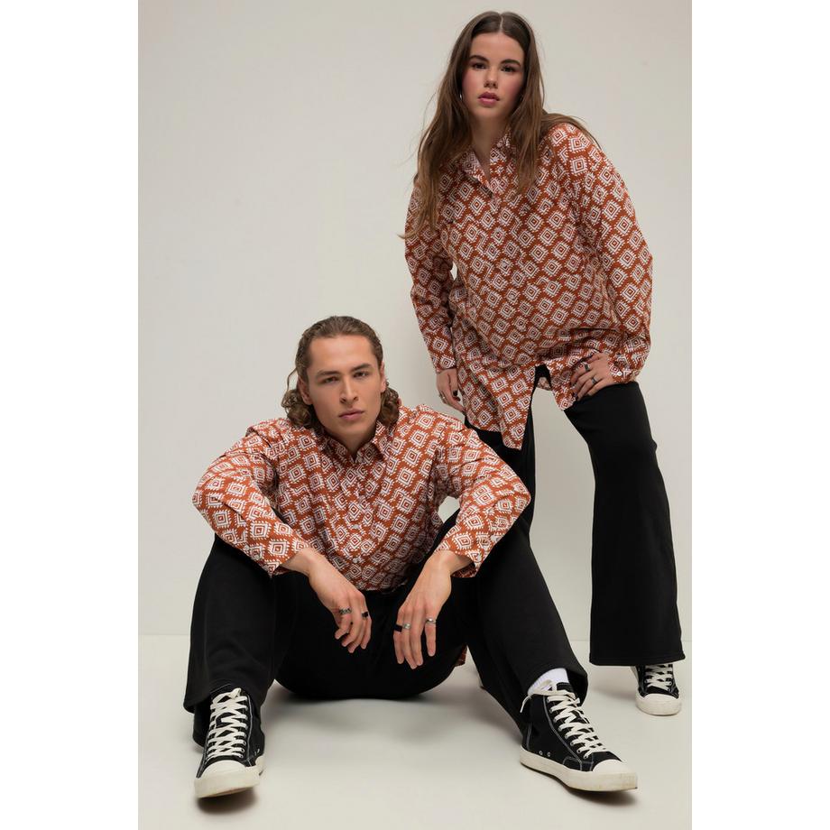 Studio Untold Oversized All Over Print Langarmhemd  