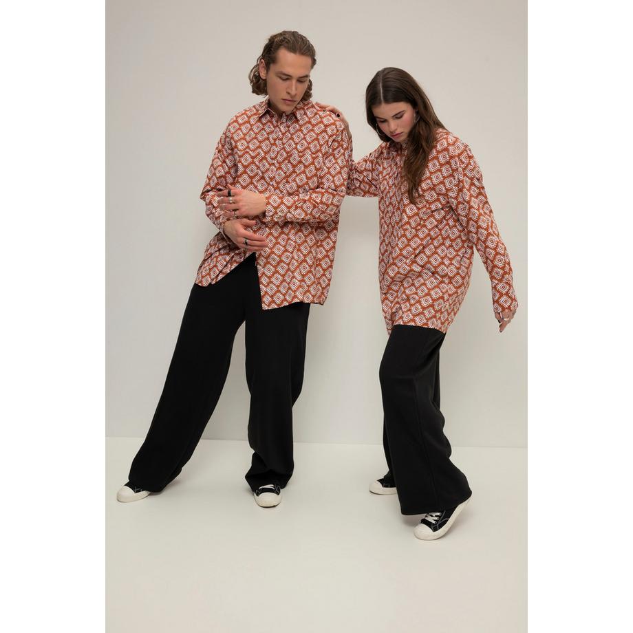 Studio Untold Oversized All Over Print Langarmhemd  