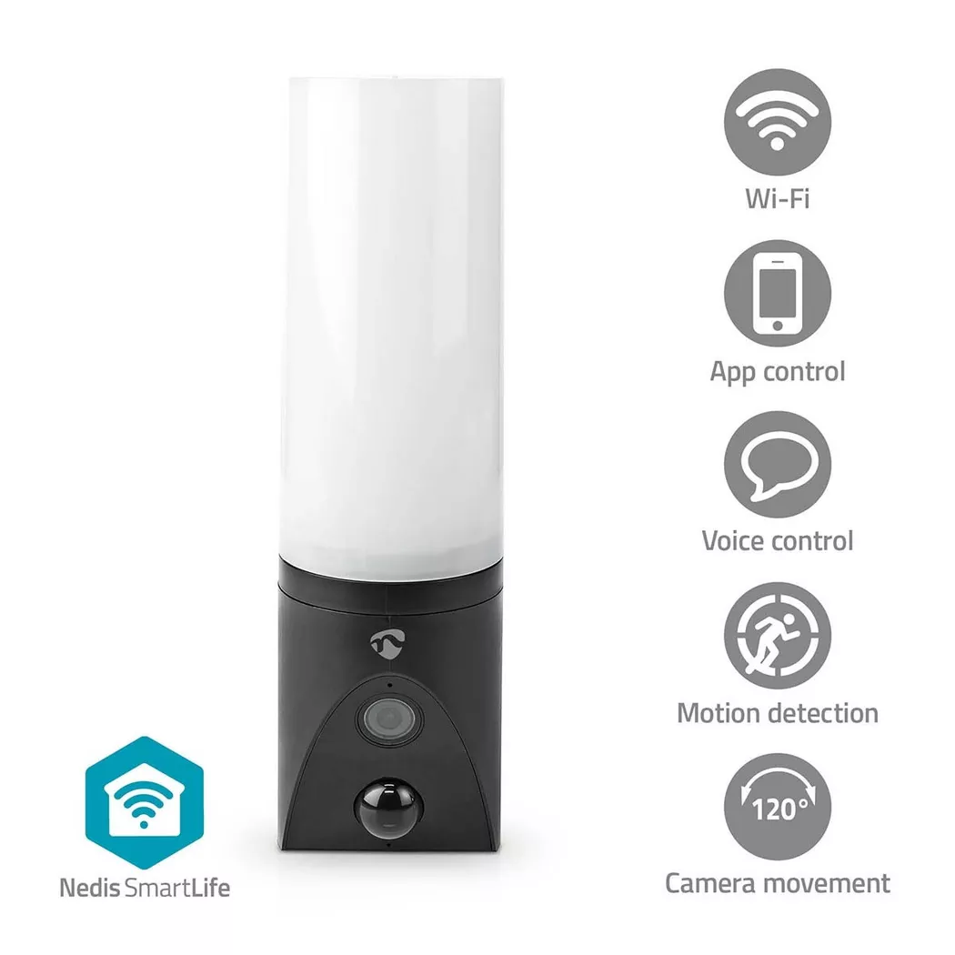 Nedis SmartLife Outdoor Camera Floodlight Security with PIR Motion Sensor, Alarm, Night Vision and 2-Way Audio
