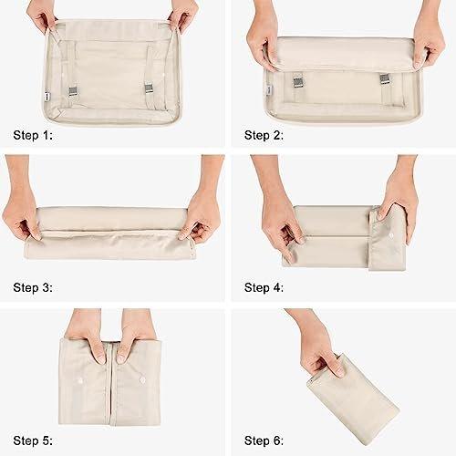 Only-bags.store  8-teilige Packwürfel, Kleidersäcke, Kofferorganisation für Urlaub und Reisen, Packwürfelset, Reisewürfel, Ordnungssystem für Koffer - Beige 