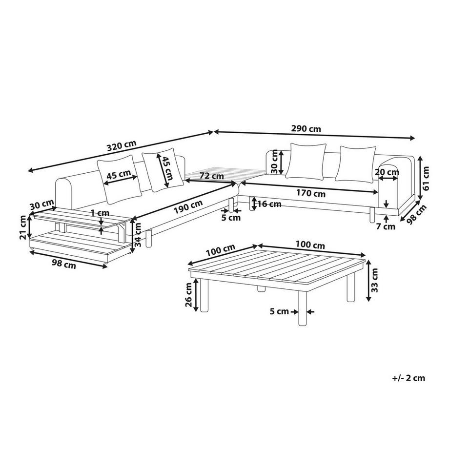 Beliani Lounge Set mit Tisch aus Stoff Modern MISSANELLO  