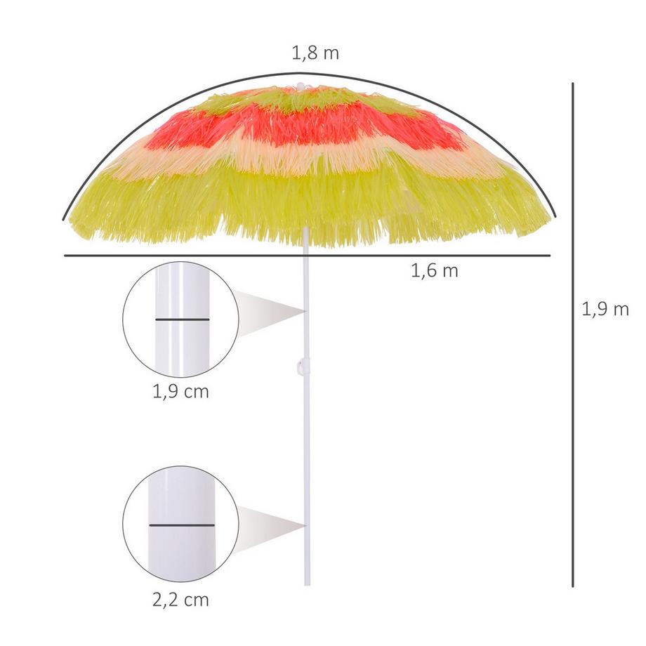 Northio Sonnenschirm Hawaiischirm Strandschirm Partyschirm Gartenschirm In Verschiedenen Farben, 4 Modelle (Hawaiischirm/Ø160Cm/Bunt)  