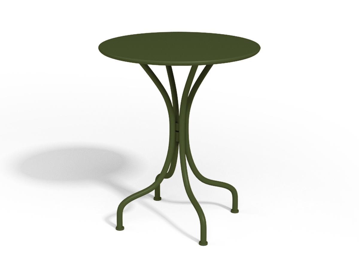 Vente-unique Garten-Essgruppe: Tisch D. 60 cm + 2 stapelbare Stühle - Metall - Khaki - MIRMANDE von MYLIA  