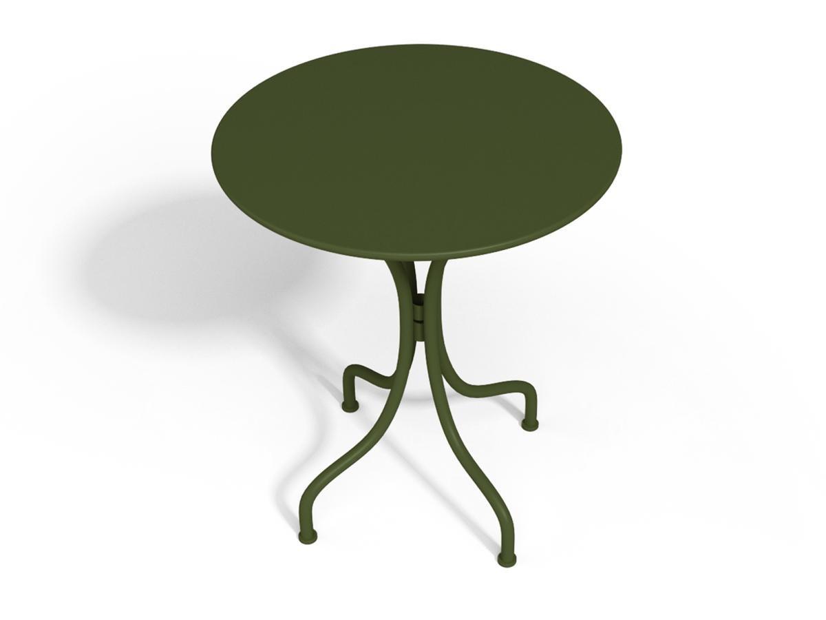Vente-unique Garten-Essgruppe: Tisch D. 60 cm + 2 stapelbare Stühle - Metall - Khaki - MIRMANDE von MYLIA  