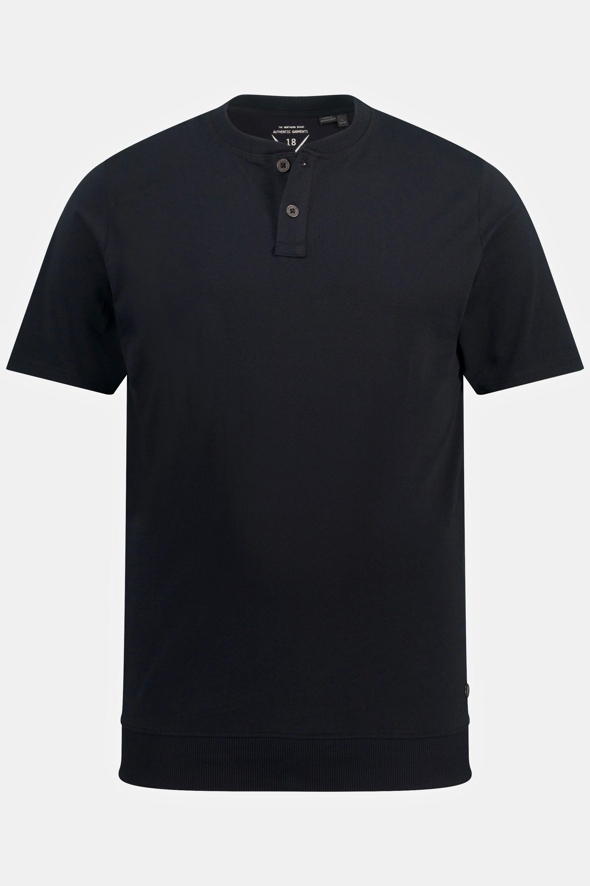 JP1880  T-shirt Henley ventre confort, manches courtes et col rond noir 