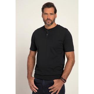 JP1880  T-shirt Henley ventre confort, manches courtes et col rond noir 