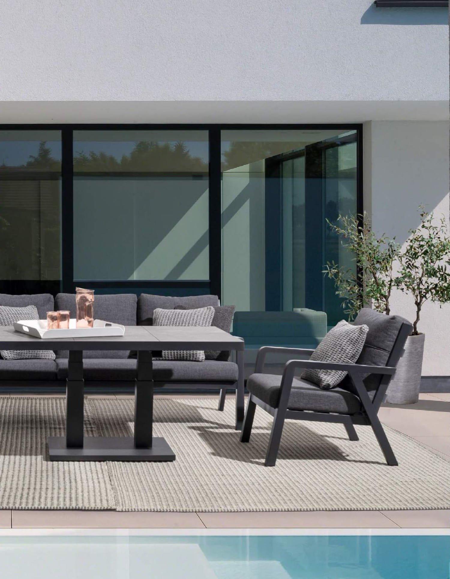 mutoni Table basse de jardin Truman réglable en hauteur anthracite 140x85  