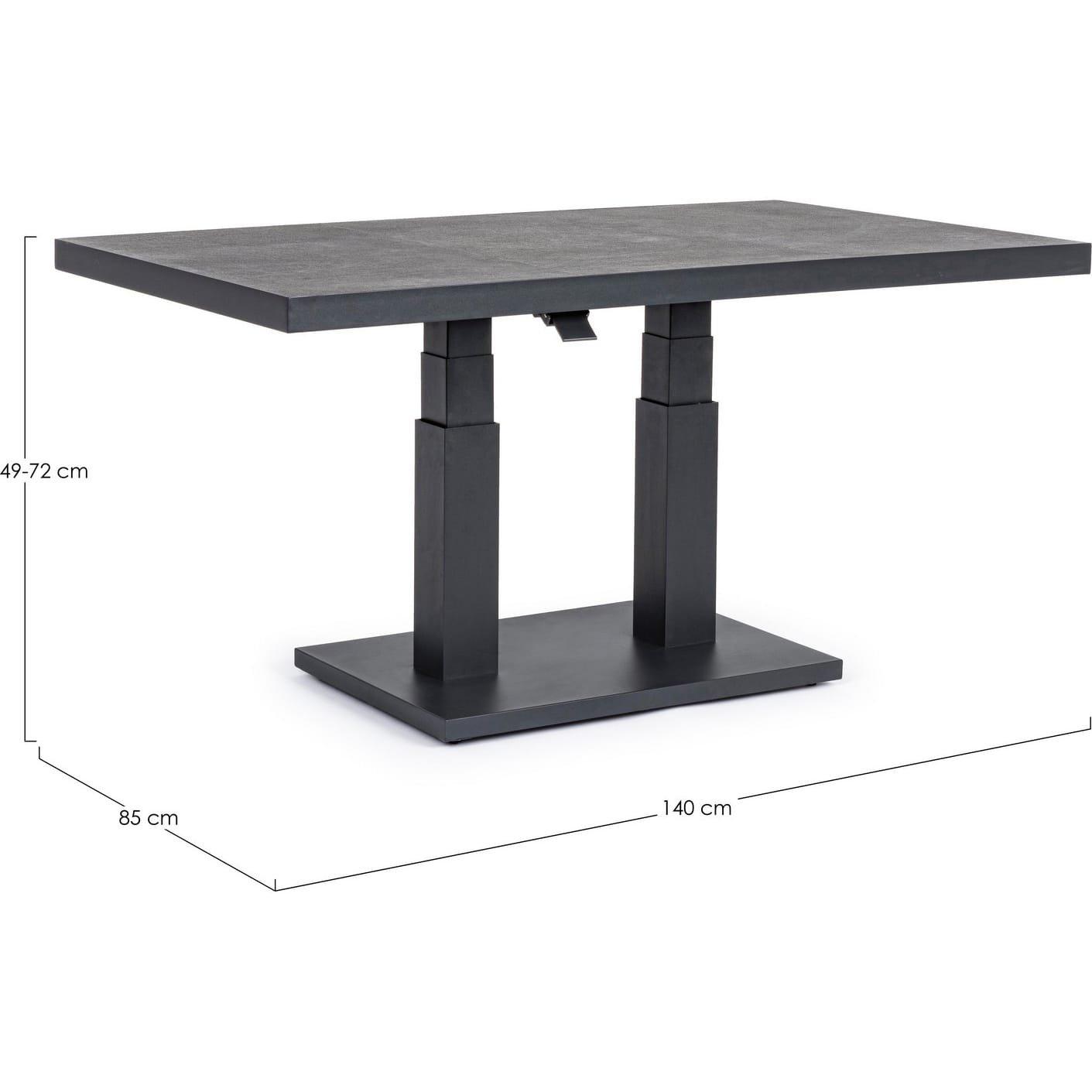 mutoni Table basse de jardin Truman réglable en hauteur anthracite 140x85  